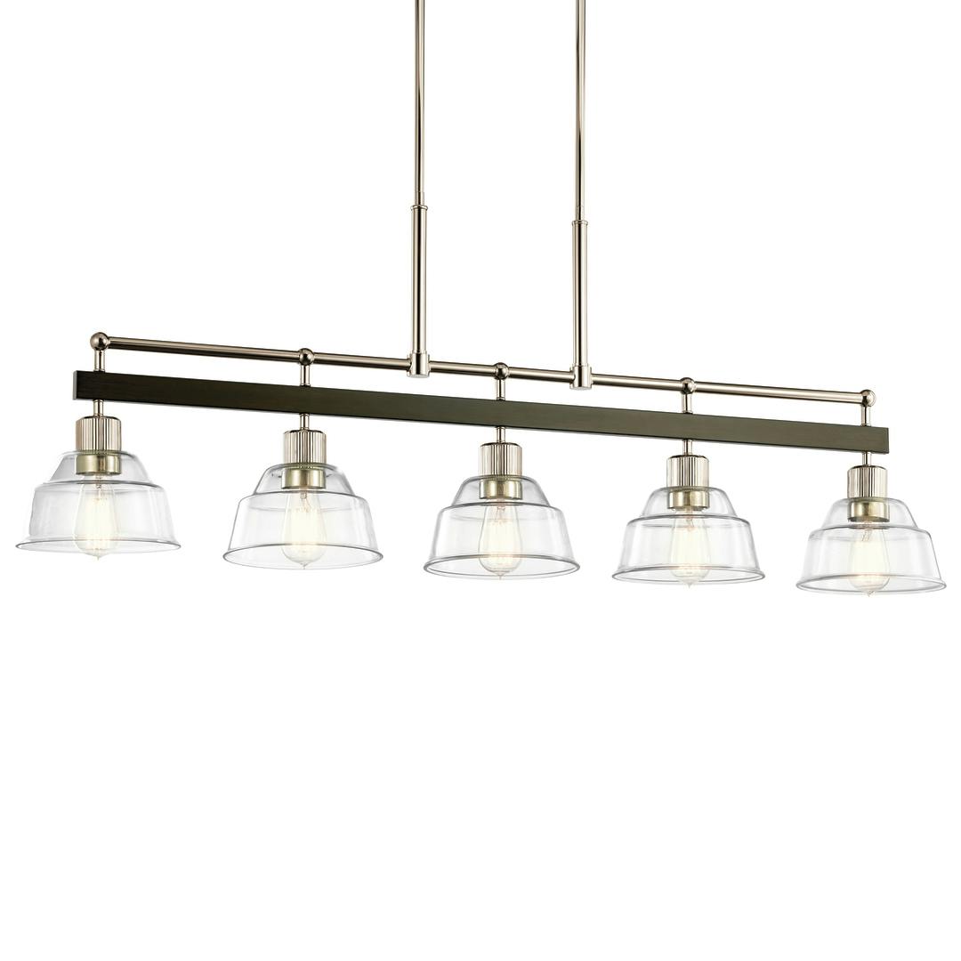 Eastmont 5 Light Linear Chandelier Nickel on a white background