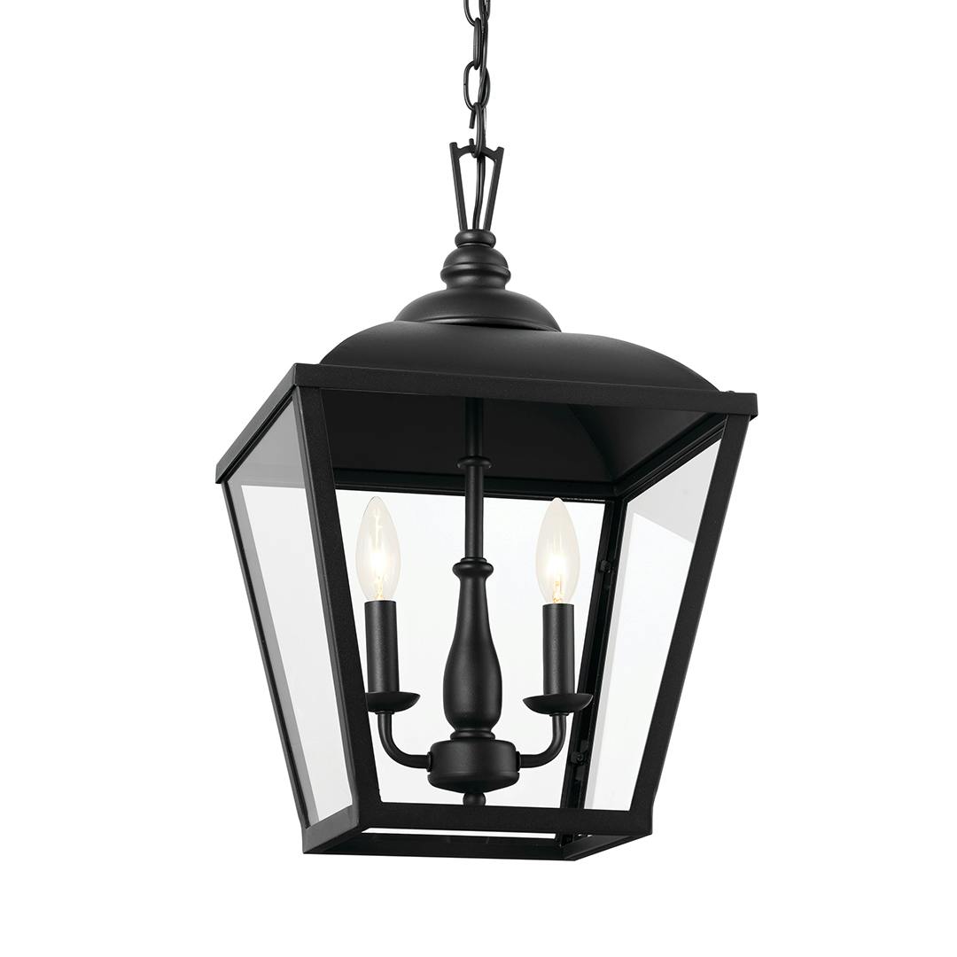 Dame 2 Light Foyer Pendant Textured Black on a white background