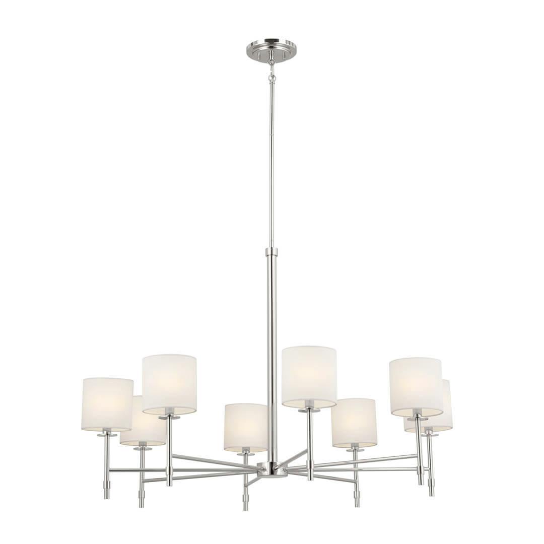 Ali 38.5" 8 Light Chandelier Polished Nickel on a white background