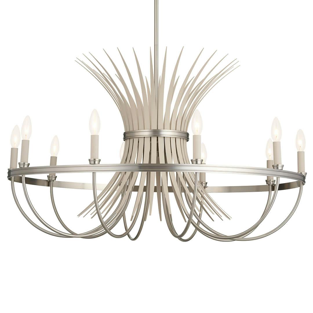 Baile 10 Light Chandelier Greige and Brushed Nickel on a white background