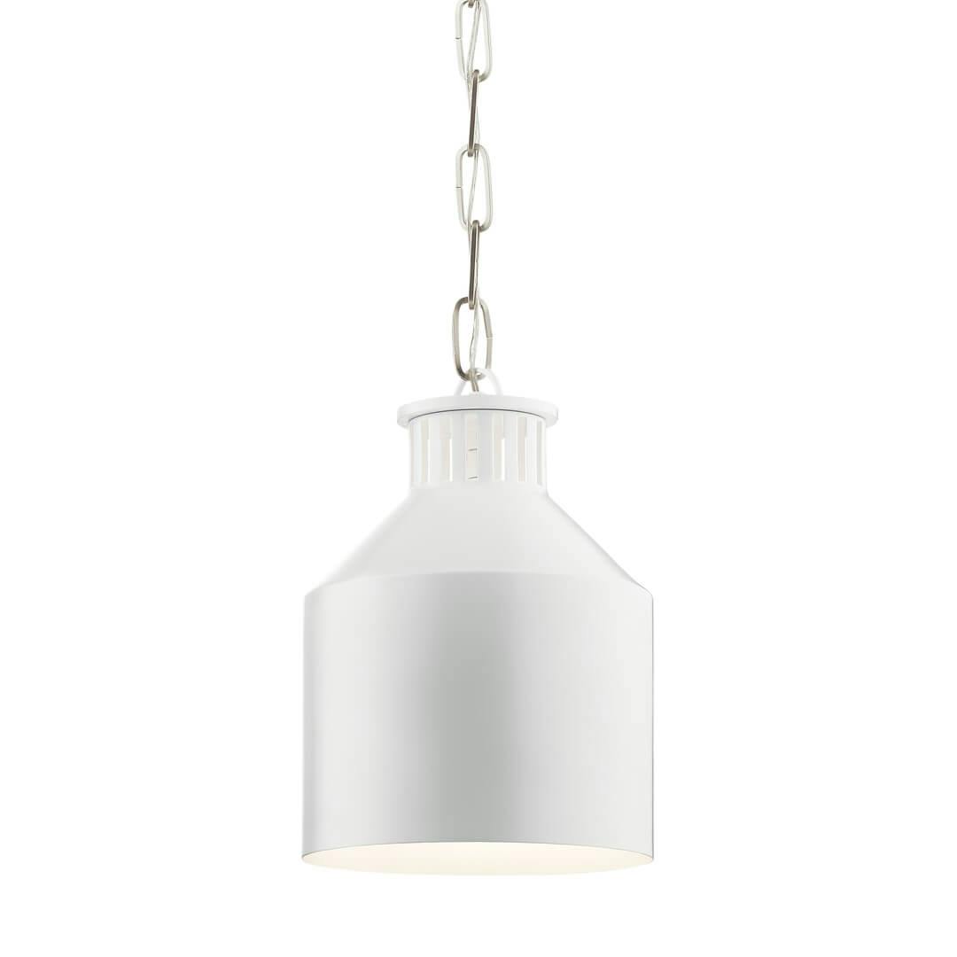 The Montauk 1 Light Mini Pendant White on a white background