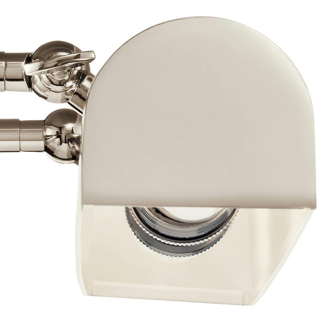 Close up of the Carston 24 Inch 2 Light Picture Light in Polished Nickel with White Interior on a white background