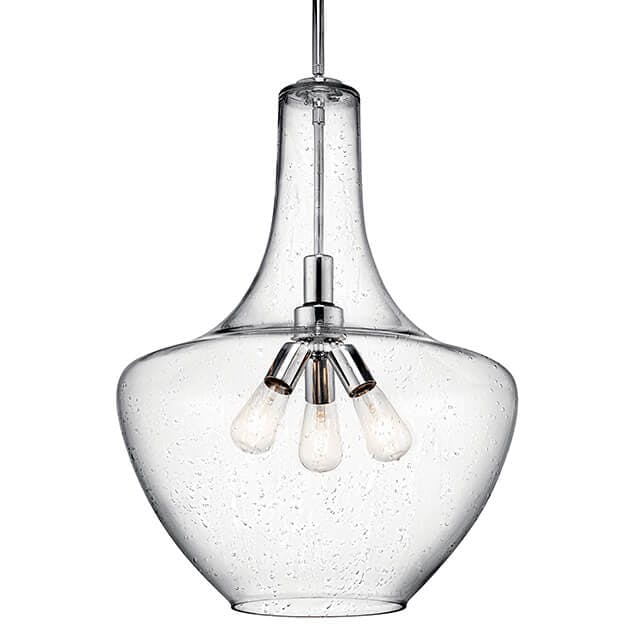 Everly 27.5" 3 Light Pendant Chrome on a white background