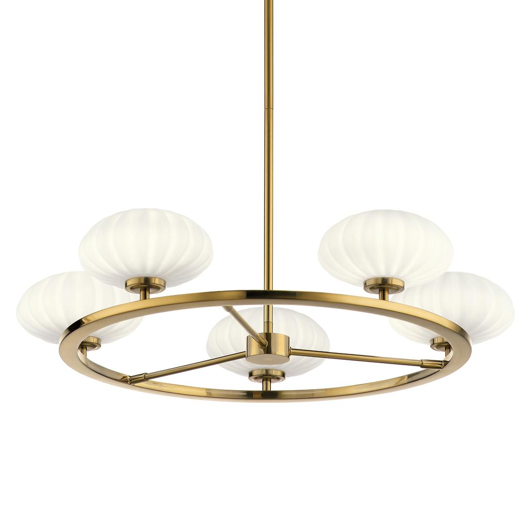 Pim 40" 5 Light Round Chandelier in Gold on a white background