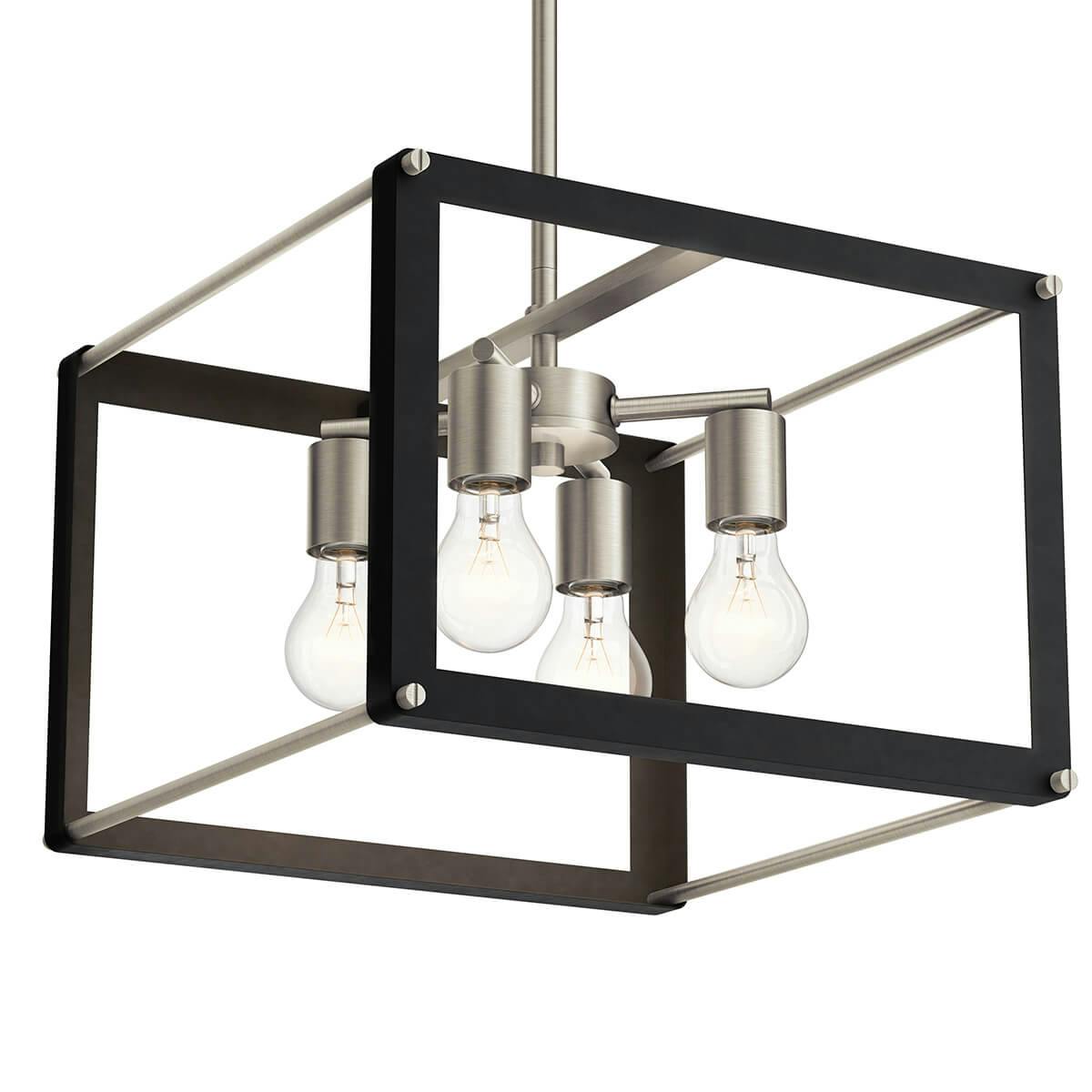 Chatwin 4 Light Square Pendant Black on a white background