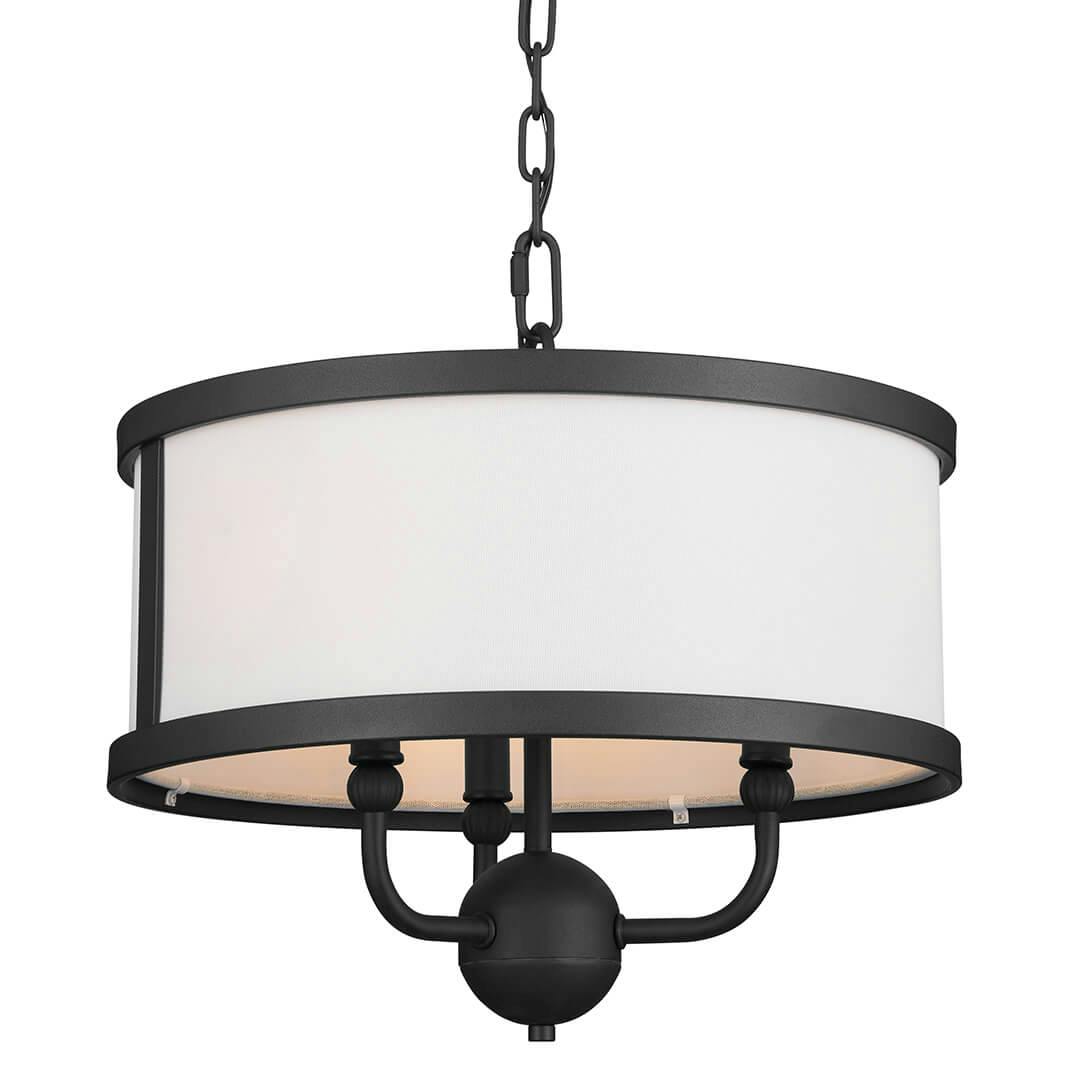 Heddle 3 Light Chandelier Textured Black on a white background