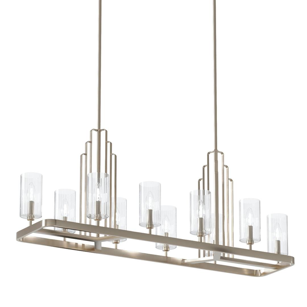 Kimrose 10 Light Linear Chandelier Nickel on a white background