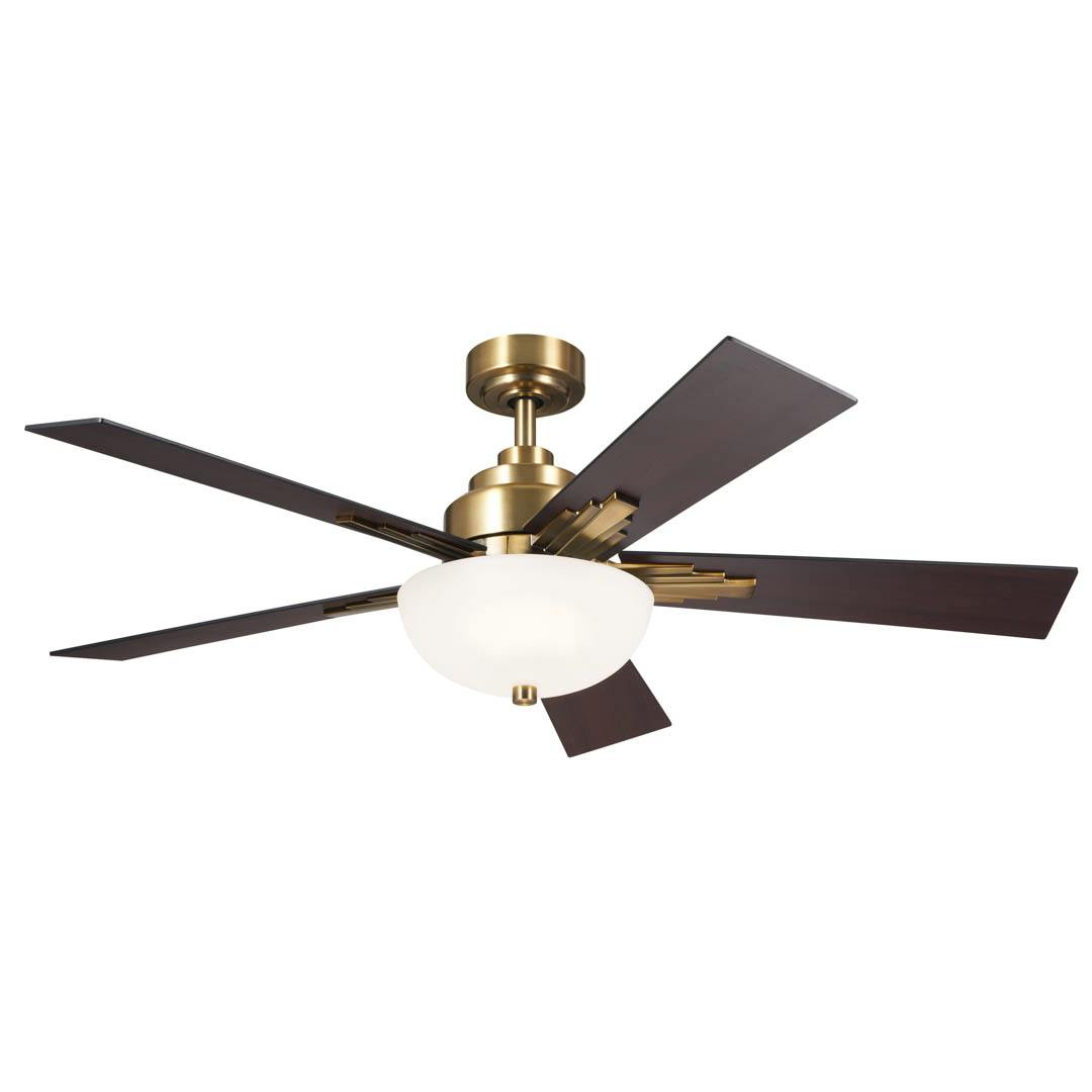 52" Vinea 5 Blade LED Indoor Ceiling Fan Brushed Natural Brass on a white background