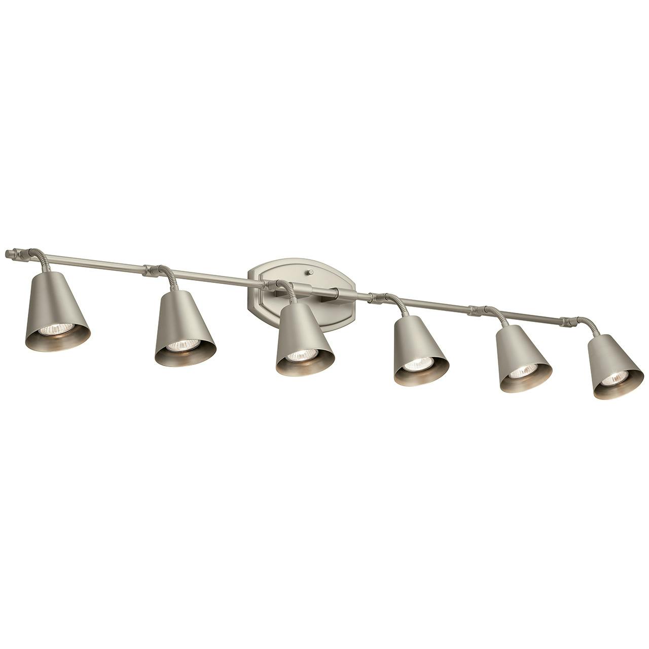 Sylvia™ 6 Light Rail Light Satin Nickel on a white background