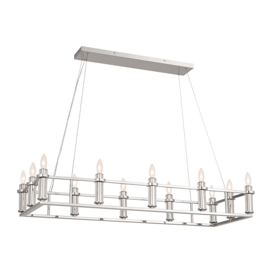 Rosalind 45.25" 12 Light Linear Chandelier Polished Nickel on a white background