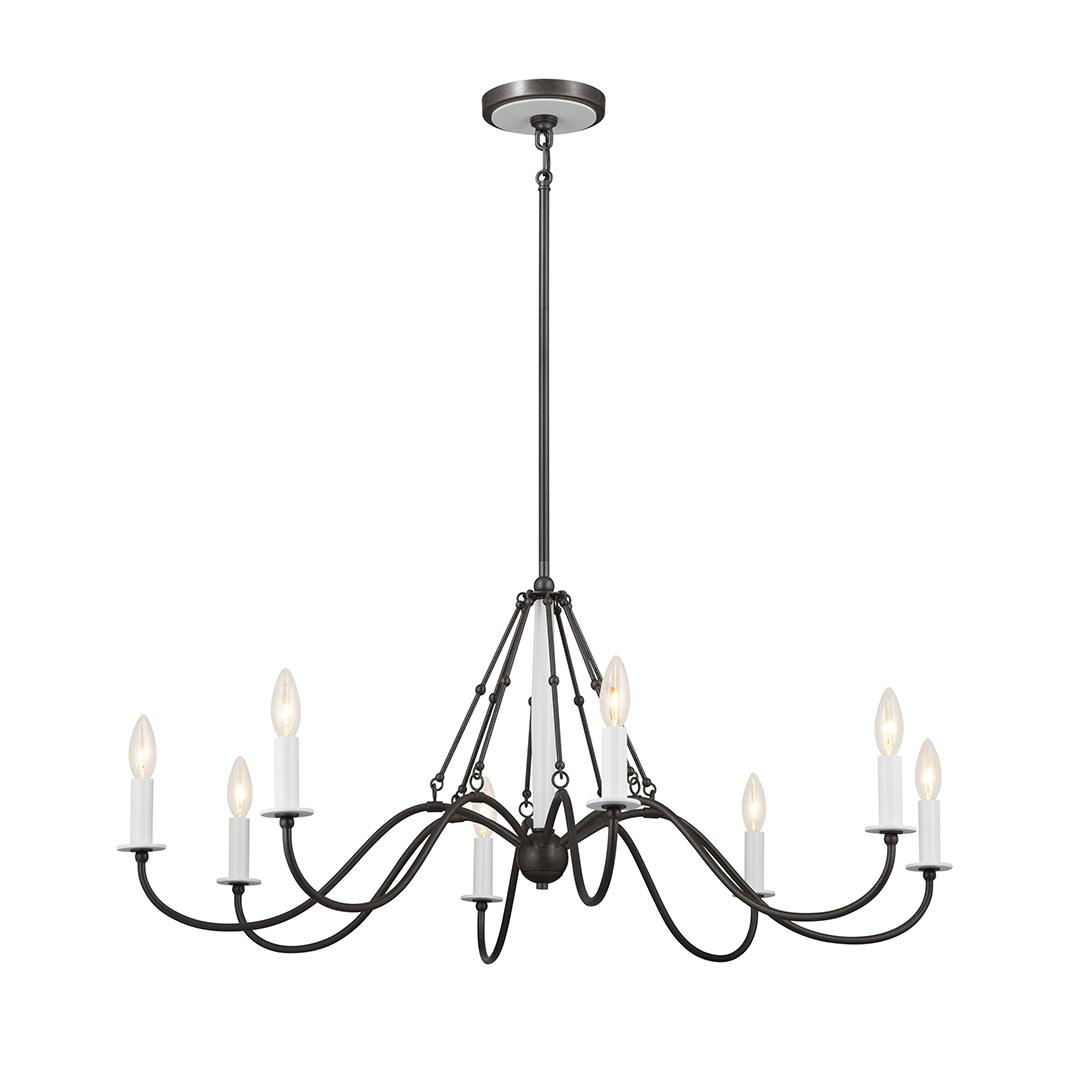 Freesia 8 Light Chandelier Anvil Iron with White Accents on a white background