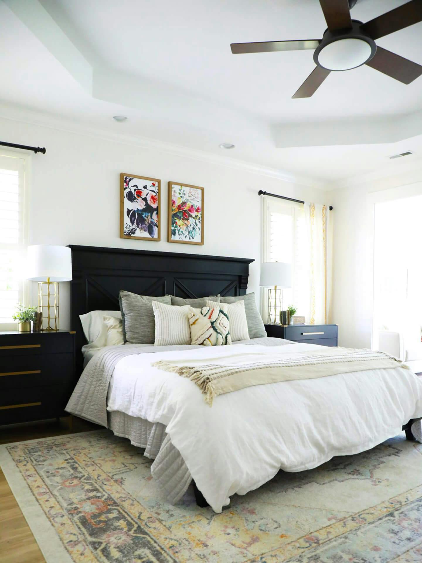 Farmhouse bedroom during the day.