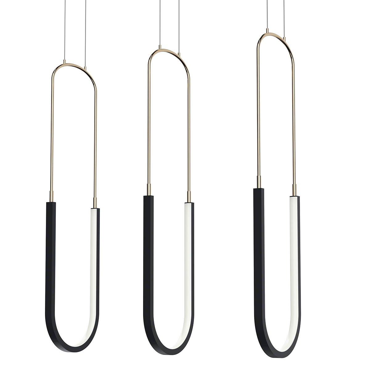 Wayan 23.75" 3 Light LED Linear Pendant Cluster Matte Black on a white background