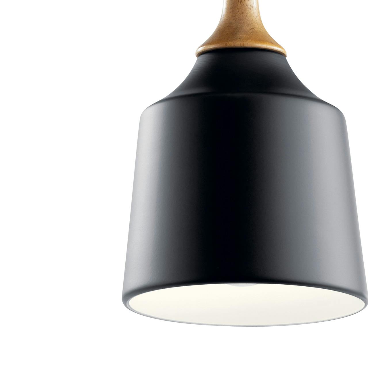 Close up view of the Danika 1 Light Mini Pendant Black on a white background