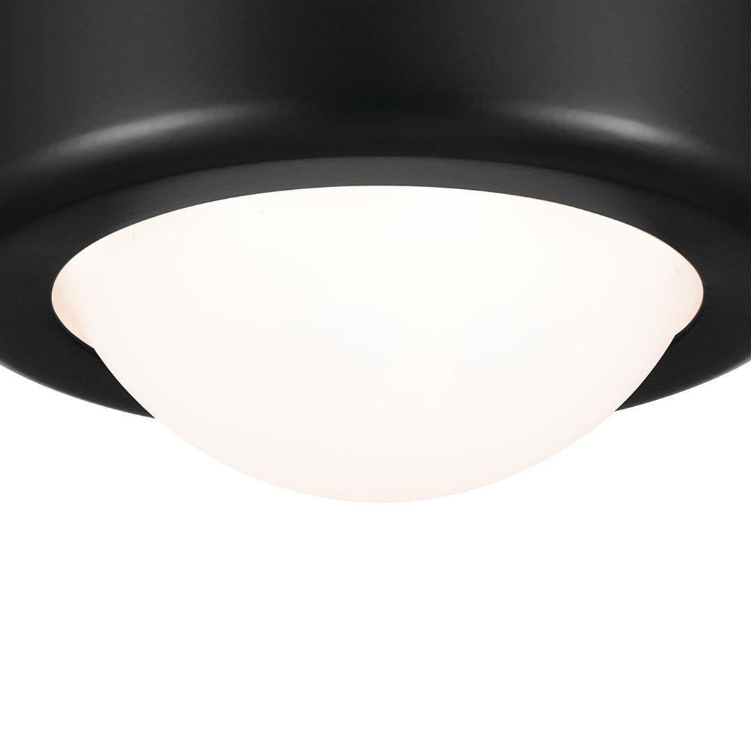 Close up view of the Tibbi 5.5 Inch 1 Light LED Flush Mount with Satin Etched Cased Opal Glass in Black on a white background