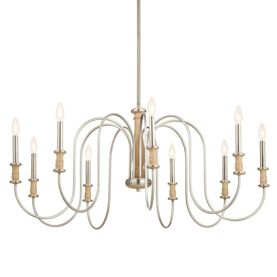 Karthe 9 Light Chandelier Beech and Brushed Nickel on a white background