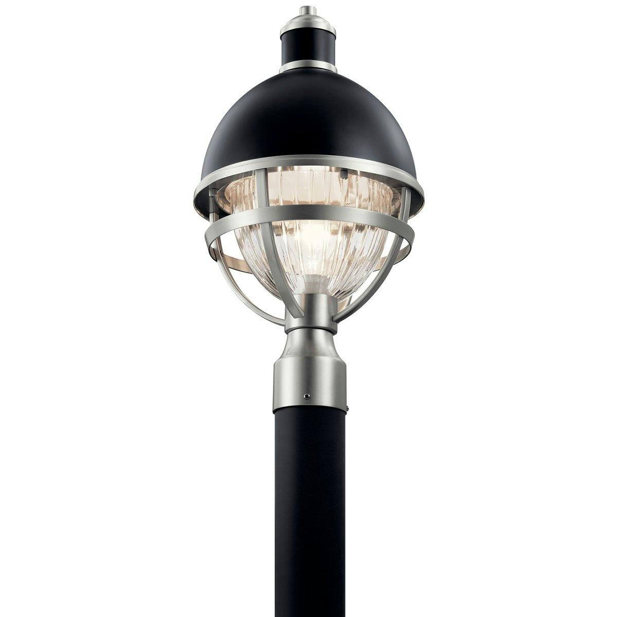 Tollis 1 Light Post Light Black & Nickel on a white background