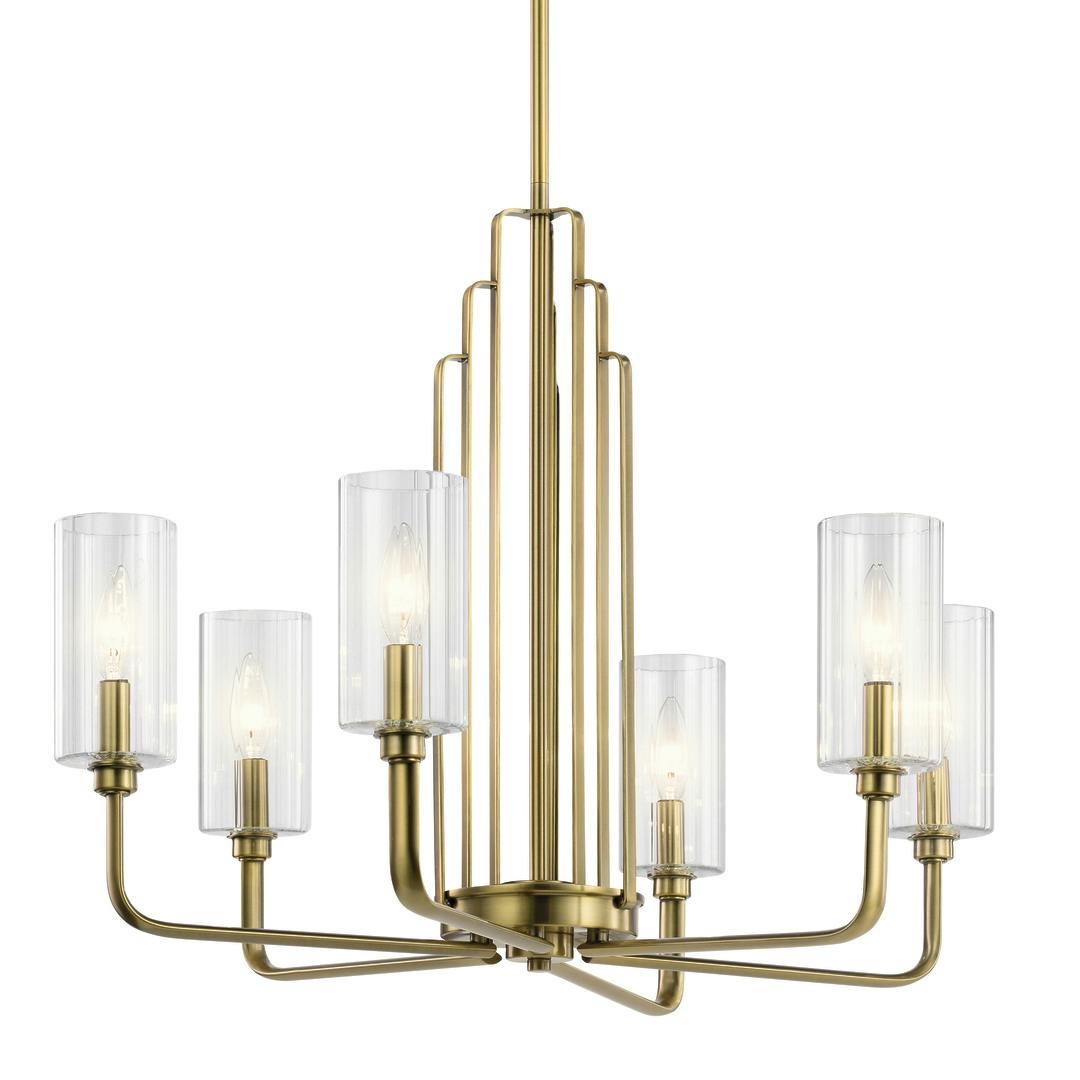 Kimrose 6 Light Chandelier Brass on a white background