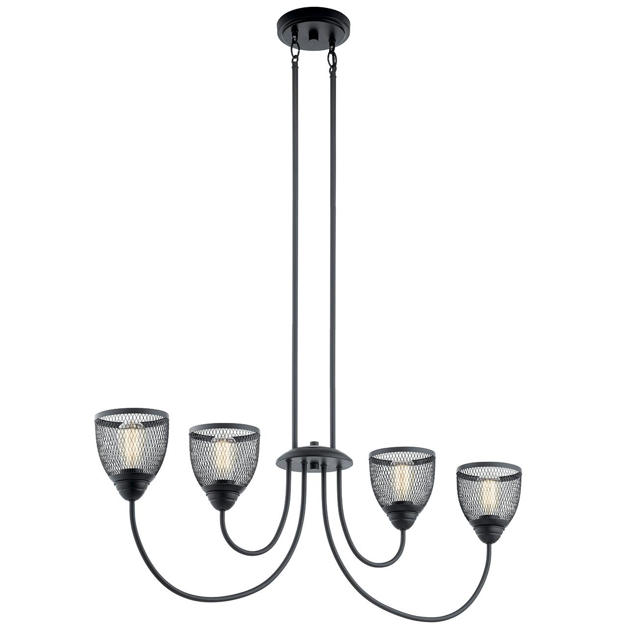 Voclain™ 4 Light Linear Chandelier Black on a white background