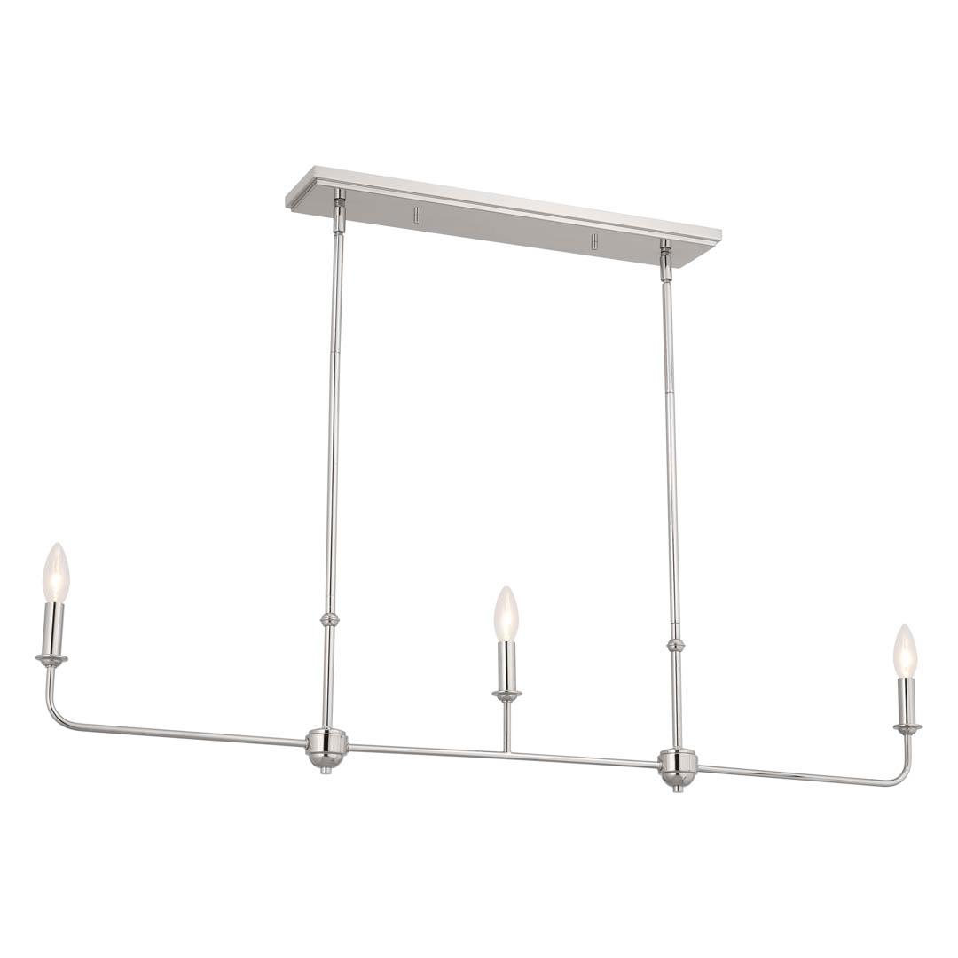 Pallas 48.25" 3 Light Linear Chandelier Polished Nickel on a white background