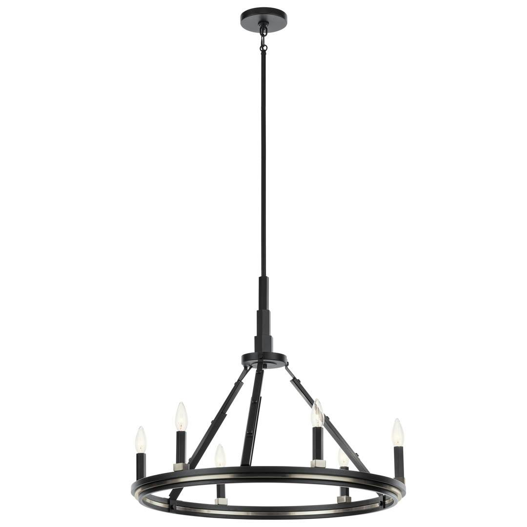 Emmala™ 24" 6 Light Chandelier in Black on a white background