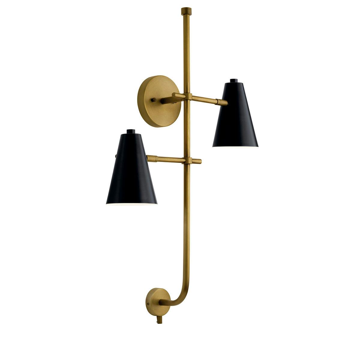 Sylvia 2 Light Sconce Black and Brass on a white background