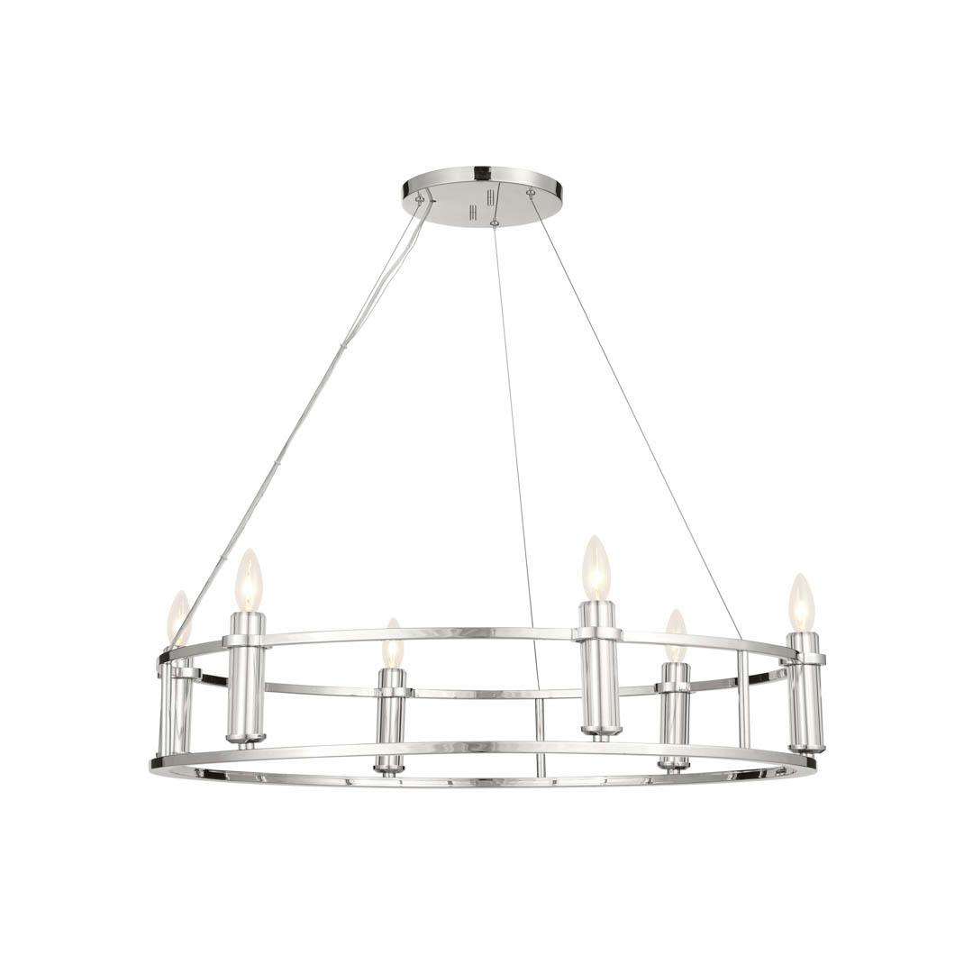 Rosalind 33.25" 6 Light Chandelier Polished Nickel on a white background