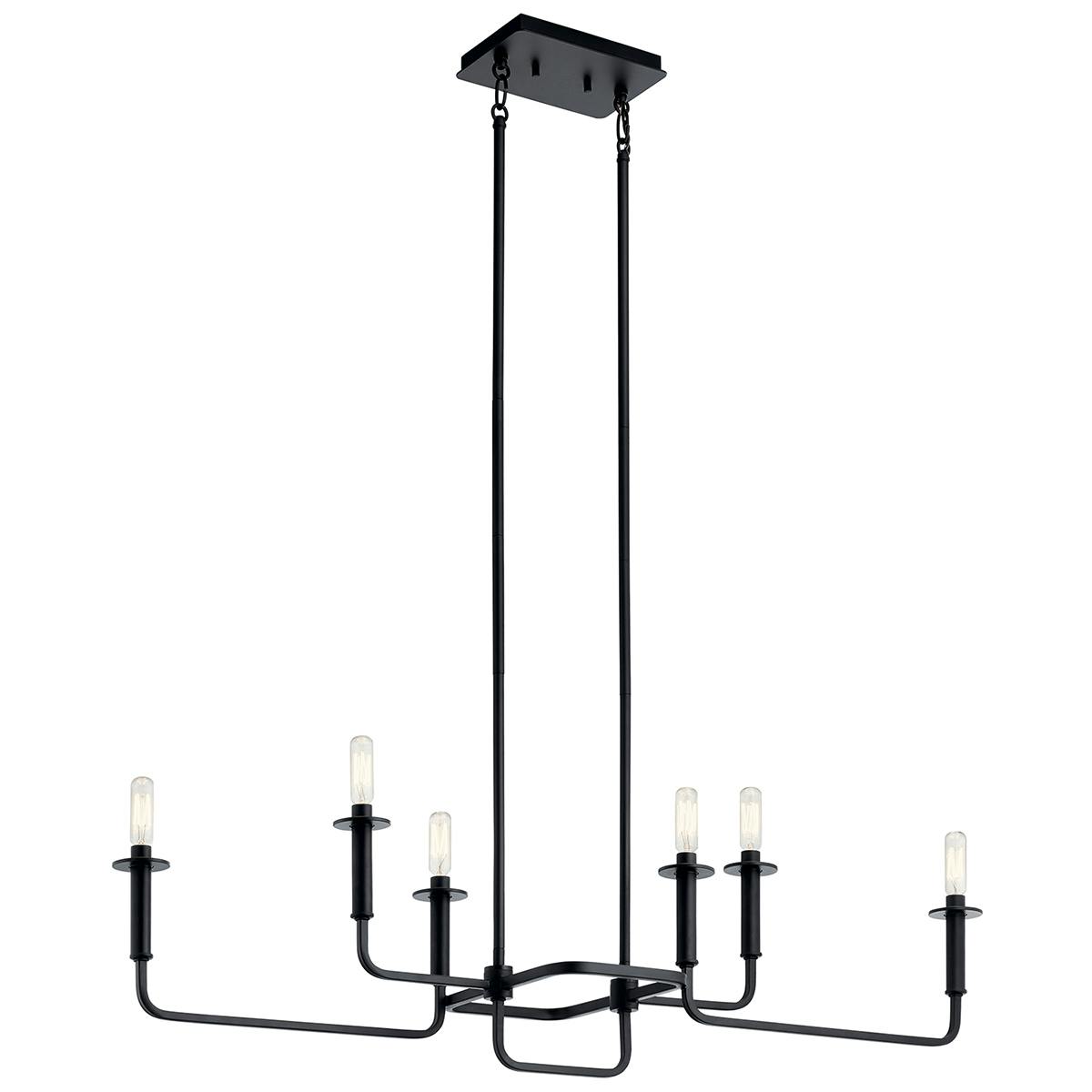 Alden Linear 6 Light Chandelier Black on a white background