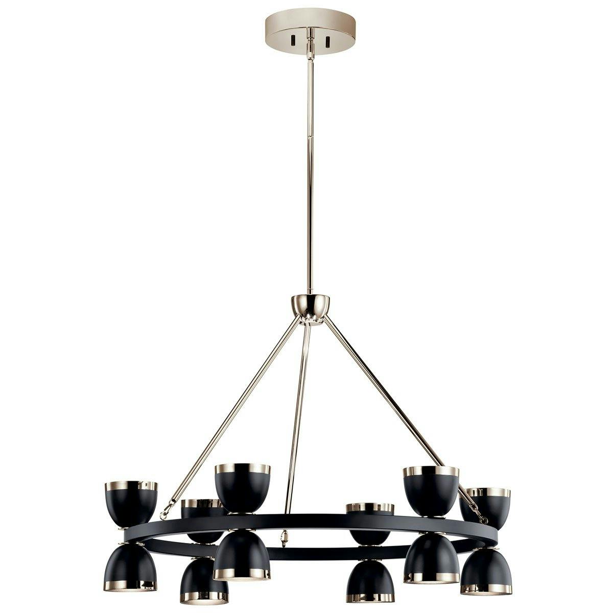 Baland LED 31" 12 Light Chandelier Black on a white background