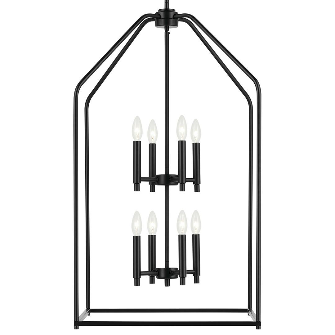 Living room featuring the Madden 36" 8 Light Foyer Pendant in Black