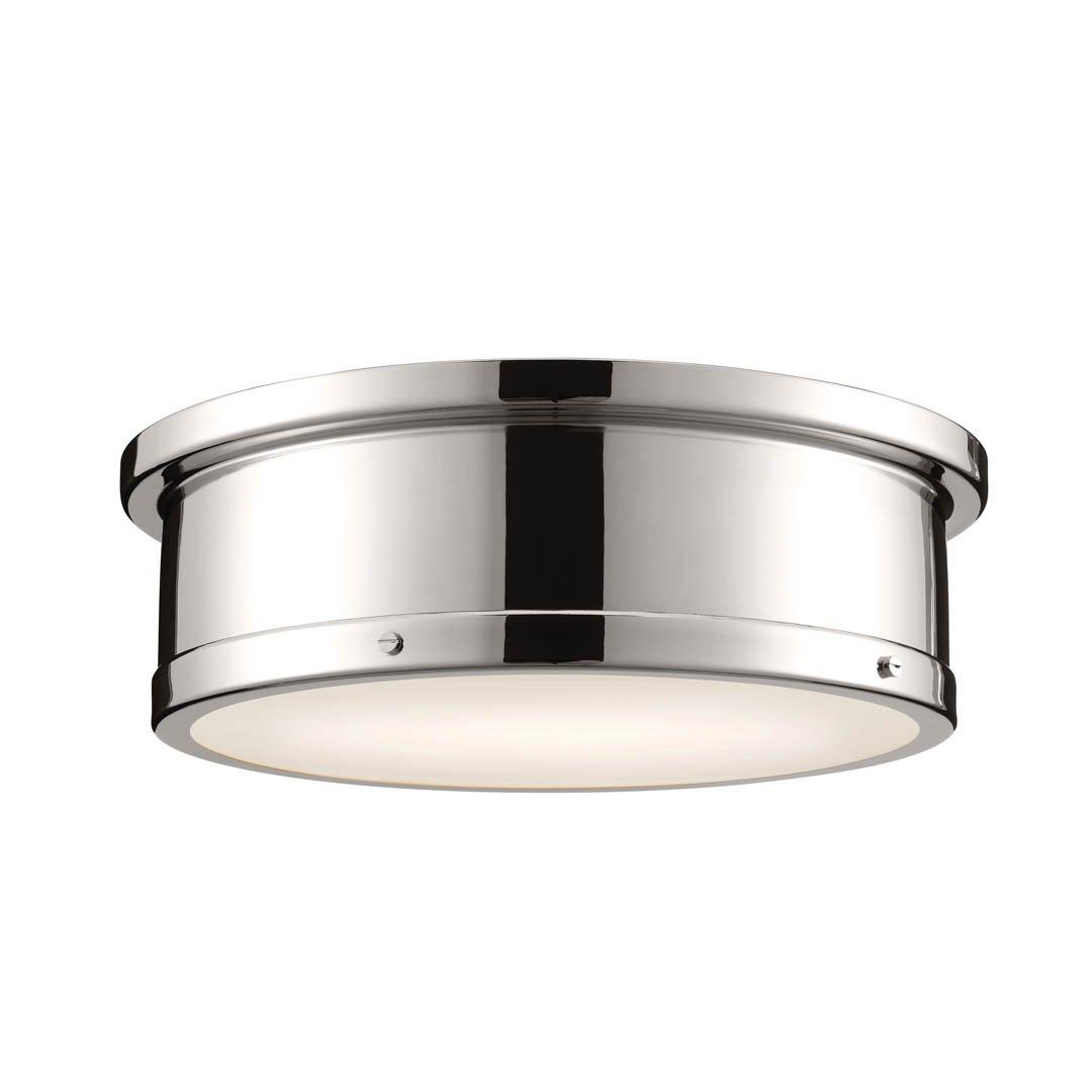 Serca 18" Flush Mount Polished Nickel  on a white background