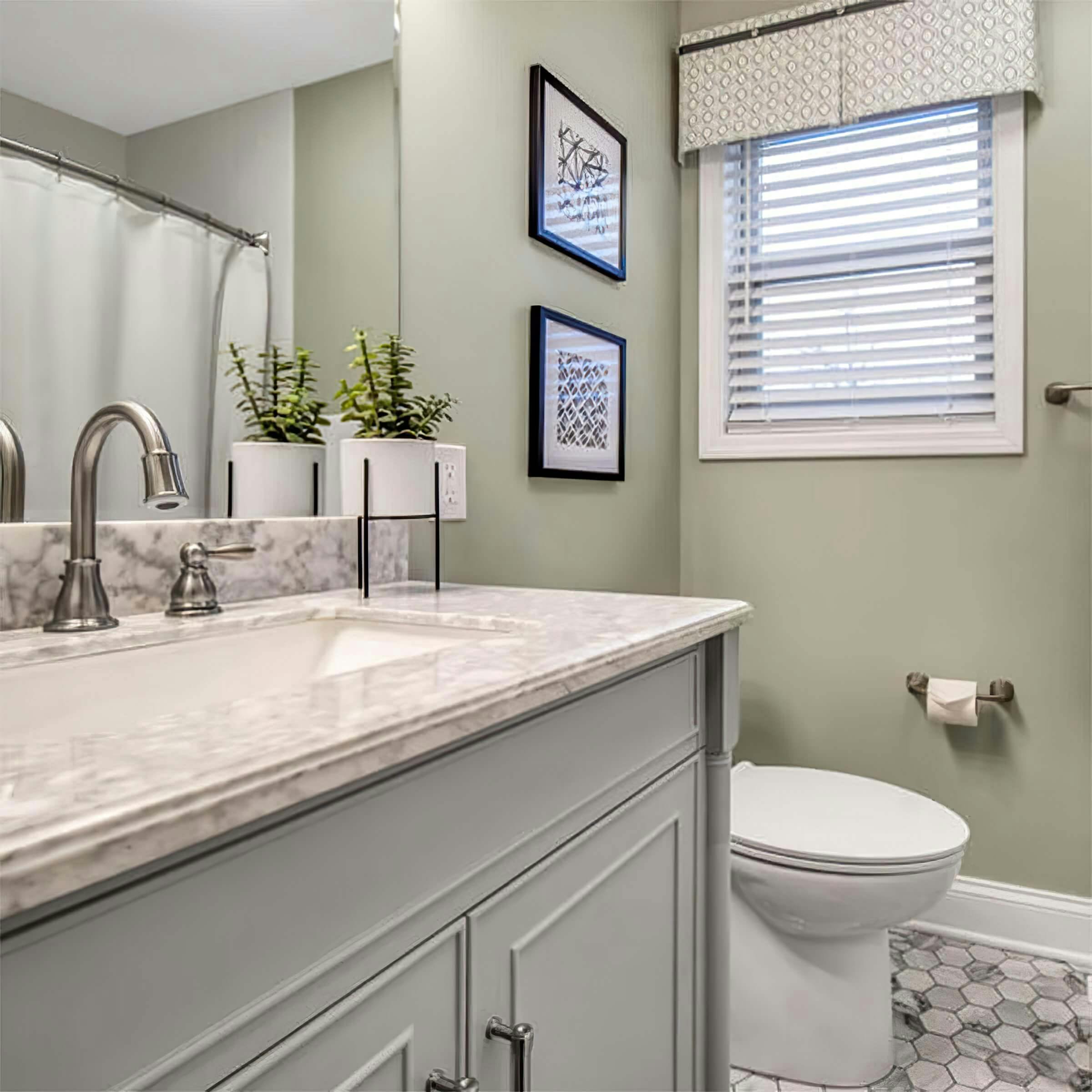 Bathroom counter and toilet in Airbnb